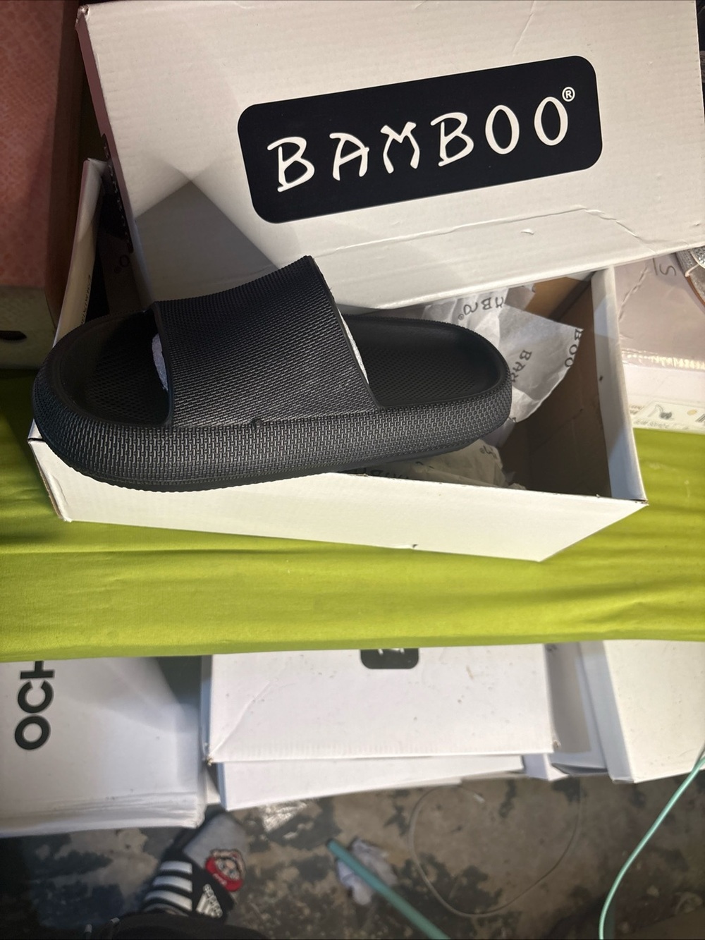 BAMBOO Men’s Black Slide Sandals with Wide Strap